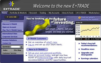 [E*Trade Homepage Screenshot]